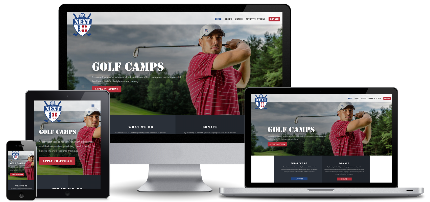 next18 golf website design