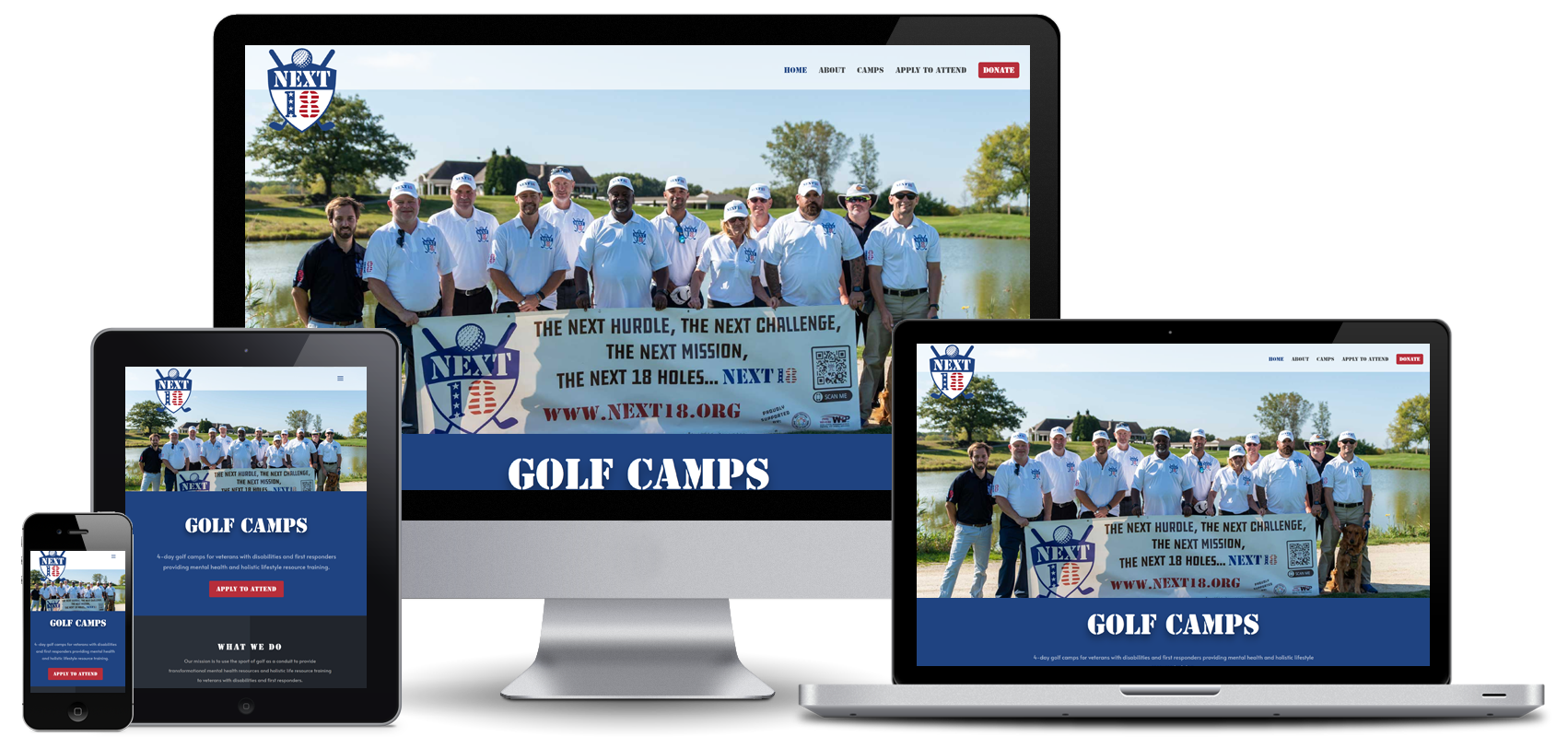 next18 golf website design