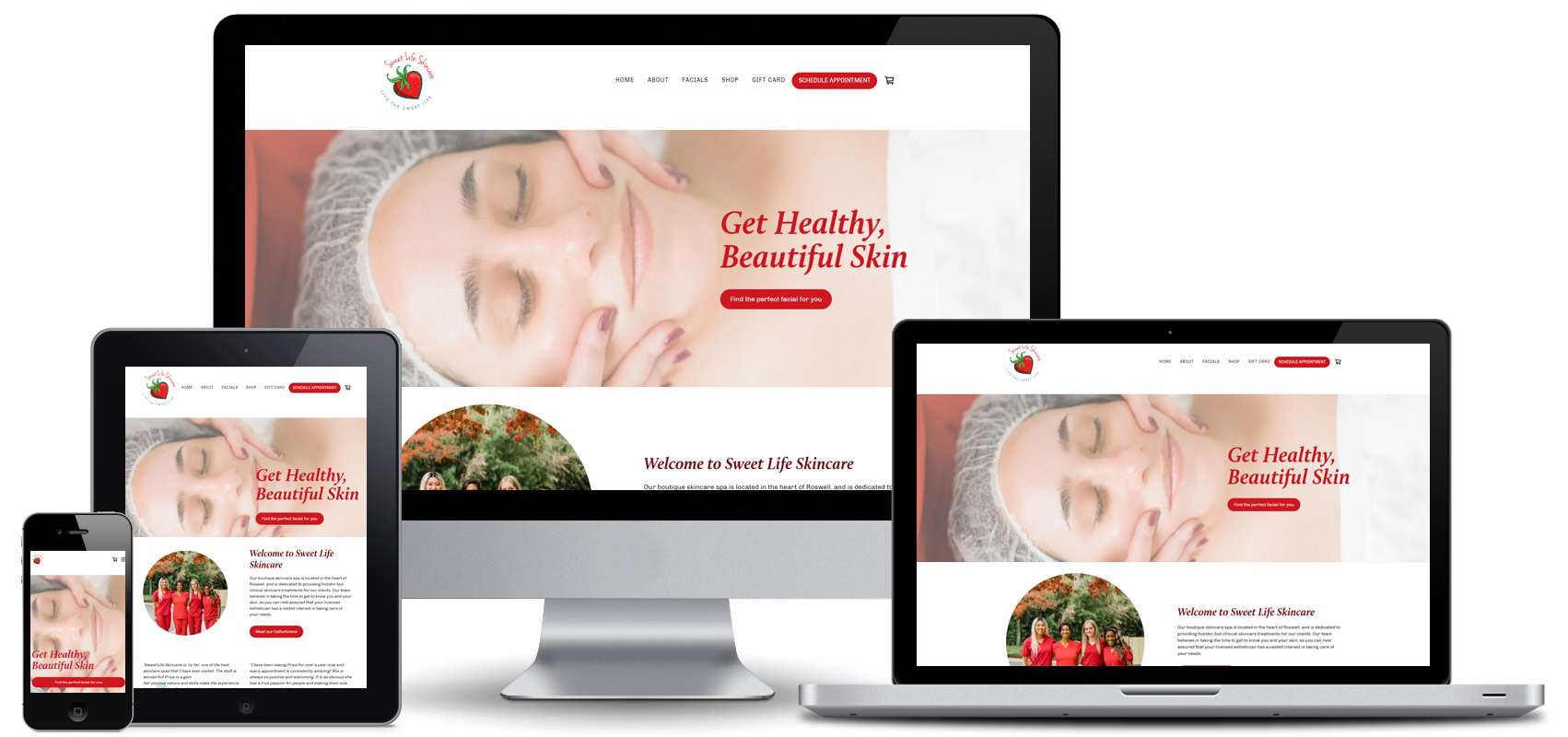 sweet life skincare square website design