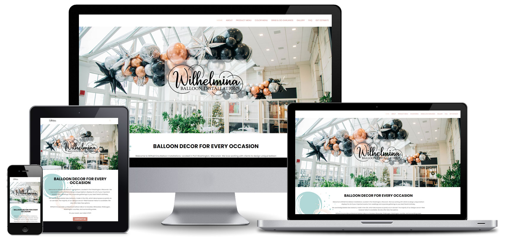 wilhelmina balloon website design